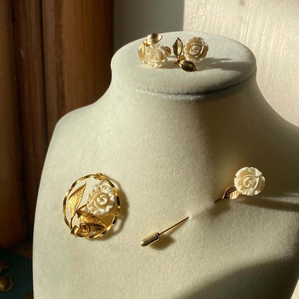 GF Married set Pin, earrings and brooch